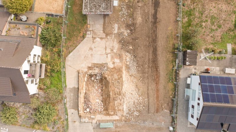Baustelle von oben, Luftaufnahme